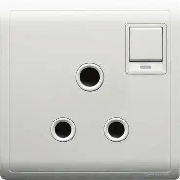SCHNEIDER 15A 250V 1 Gang 3 Round Pin Switched Socket with Neon White