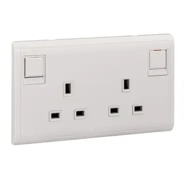 SCHNEIDER 13A 250V Twin Gang Switched Socket White