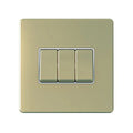 SNOWLITE 10A 3 Gang 2 Way Switch Gold