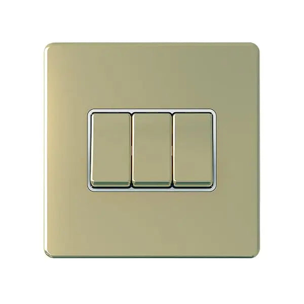 SNOWLITE 10A 3 Gang 2 Way Switch Gold