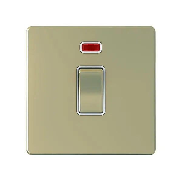 SNOWLITE 45A 1 Gang Double Pole Switch Gold with Neon 3X3