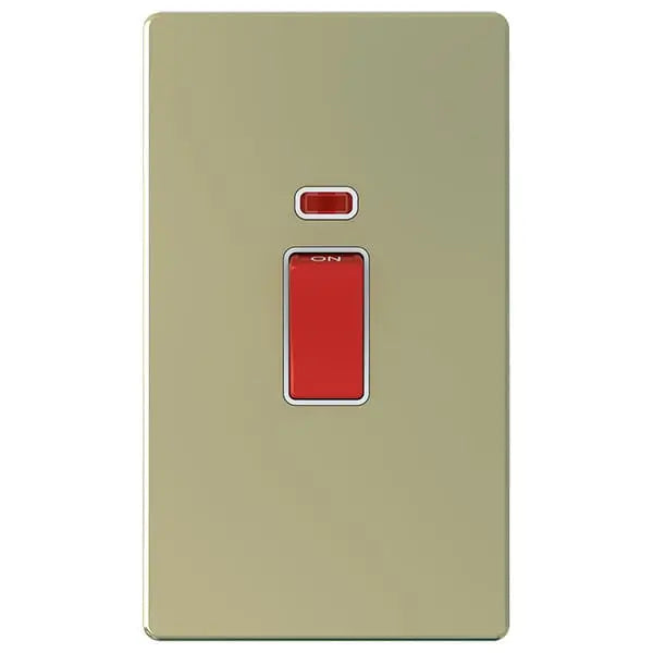 SNOWLITE 45A 1 Gang Double Pole Gold Switch with Neon3X6