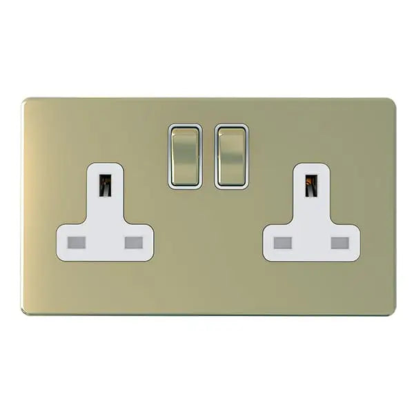SNOWLITE 13A 2 Gang Switch socket Double Pole Gold
