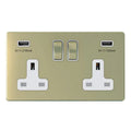 SNOWLITE 13A 2 Gang USB Switched Socket USB Output 3.1Amp