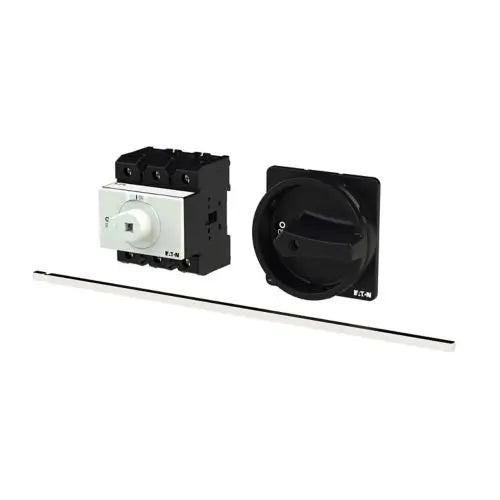 EATON Main switch, 3 pole, 63 A, Emergency-Stop function, Lockable in the 0 (Off) position, rr mounting, with 400 mm metal shaft