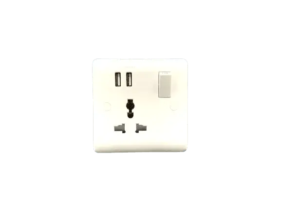 SNOWLITE 13A 1 Gang Switched Multi Function socket with USB