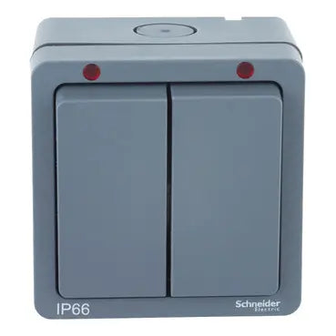 SCHNEIDER Lisse Weatherproof 2 Gang 2 way 10AX switch