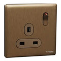 SCHNEIDER 13A 250V 1 Gang Double Pole Switched Socket  Dark Bronze