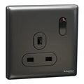 SCHNEIDER 13A 250V 1 Gang Double Pole Switched Socket Dark Grey