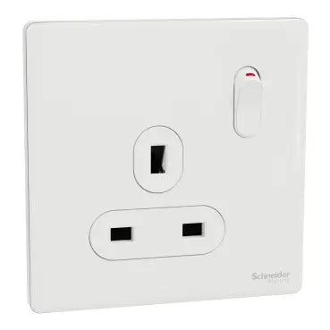 SCHNEIDER 13A 250V 1 Gang Double Pole Switched Socket Painted White