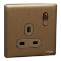 SCHNEIDER 13A 250V 1 Gang Switched Socket with LED  Dark Bronze