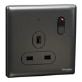 SCHNEIDER 13A 250V 1 Gang Switched Socket with LED Dark Grey