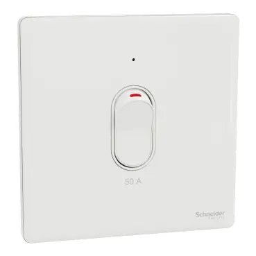 SCHNEIDER 50A 1 Gang DP with LED & Earth Painted White