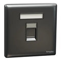 SCHNEIDER 1 Gang Tel Socket  Dark Grey