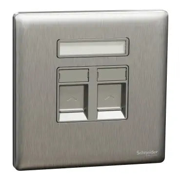 SCHNEIDER 2 Gang Tel Socket Stainless Steel
