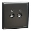 SCHNEIDER 2 Gang TV Master/FM Socket  Dark Grey