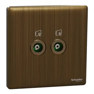 SCHNEIDER 2 Gang TV Socket Antique Brass