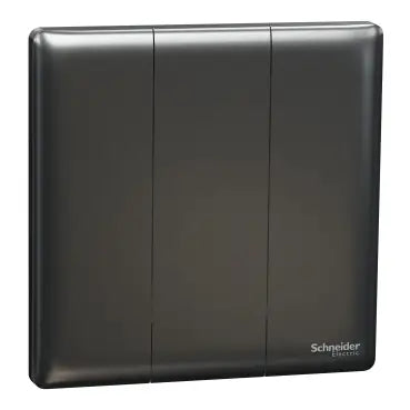 SCHNEIDER 10A 250V 3 Gang Press Switch Dark Grey