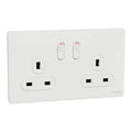 SCHNEIDER 13A 250V 2 Gang Double Pole Switched Socket Painted White