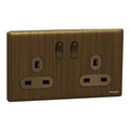 SCHNEIDER 13A 250V Twin Gang Switched
Socket Antique Brass
