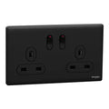 SCHNEIDER 13A 250V Twin Gang SwitchedSocket Jet Black