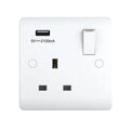 SNOWLITE 13A 1 Gang USB Switched Socket USB Output 2.1Amp