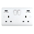SNOWLITE 13A 2 Gang USB Switched Socket with USB Output 3.1Amp