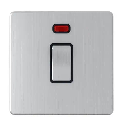 SNOWLITE 1 Gang Double Pole Silver Switch With Neon 20A