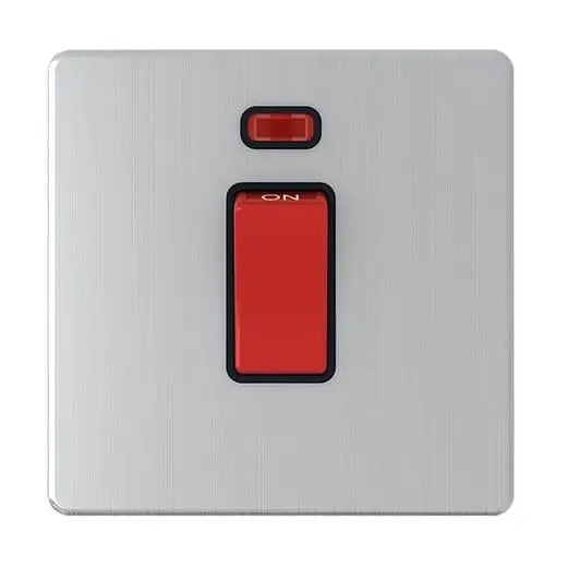 SNOWLITE 1 Gang Double Pole Silver Switch with Neon 3X3 45A