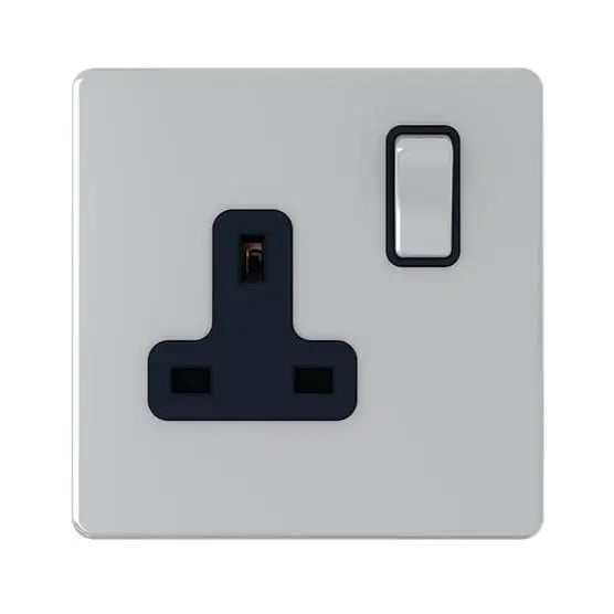 SNOWLITE 1 Gang Silver Switch socket Single Pole 13A