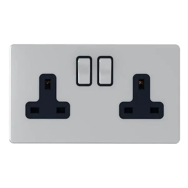 SNOWLITE 13A 2 Gang Silver Switch socket Double  Pole