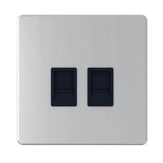 SNOWLITE 2 Gang Data Socket RJ45 Cat6 Silver