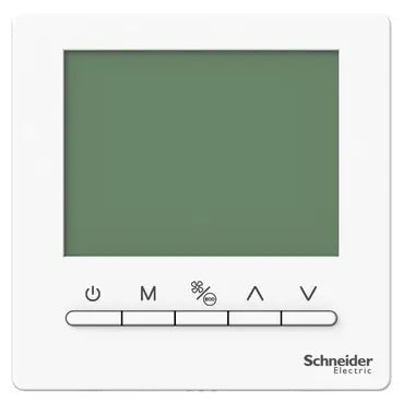 SCHNEIDER Standalone themostat, button type, white, 3 speed  Modulating  4Pipe 24 Vac