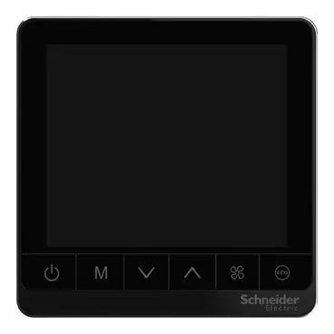 SCHNEIDER Standalone thermostat,touchscreen thermostat,240V, 3 speed,On/Off,4P,No External ,Black