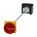 EATON Main switch, 3 pole, 40 A, Emergency-Stop function, Lockable in the 0 (Off) position, rr mounting, with 400 mm metal shaft
