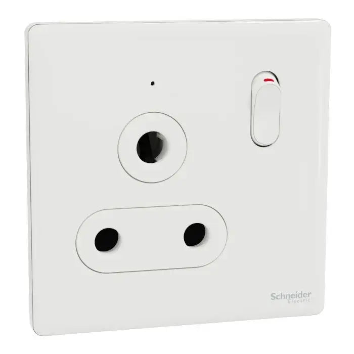 SCHNEIDER 15A 250V 1 Gang 3 Round Pin Switched Socket with LED Painted White