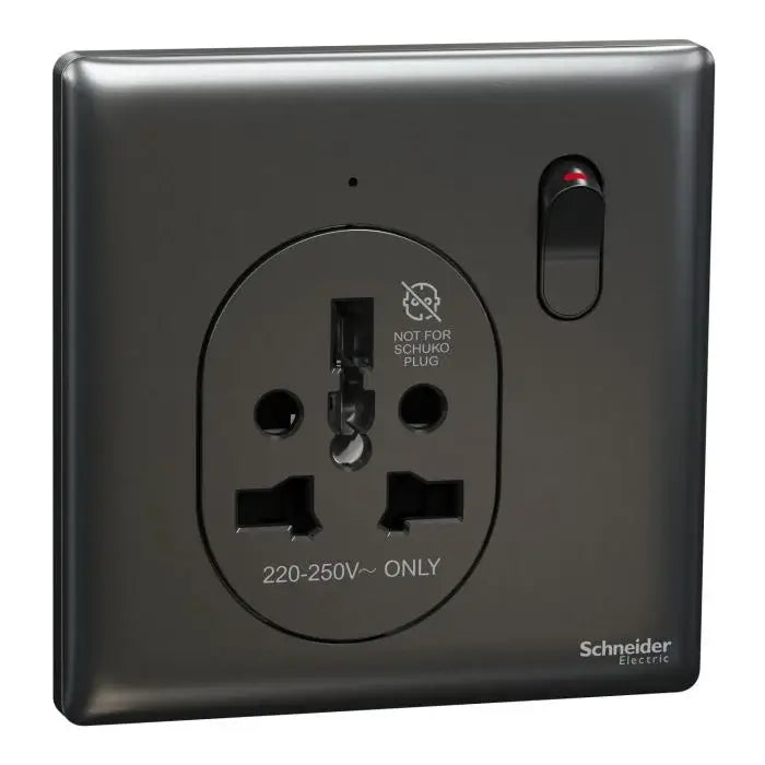 SCHNEIDER 16A 1 Gang International socket Dark Grey