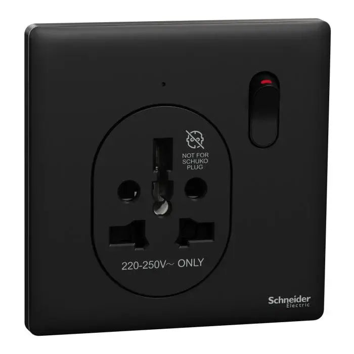 SCHNEIDER 16A 1 Gang International socket Jet Black