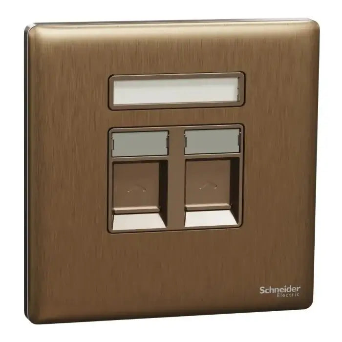 SCHNEIDER 2 Gang Tel Socket Dark Bronze
