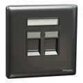 SCHNEIDER 2 Gang Tel Socket  Dark Grey