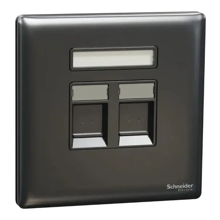 SCHNEIDER 2 Gang Tel Socket  Dark Grey